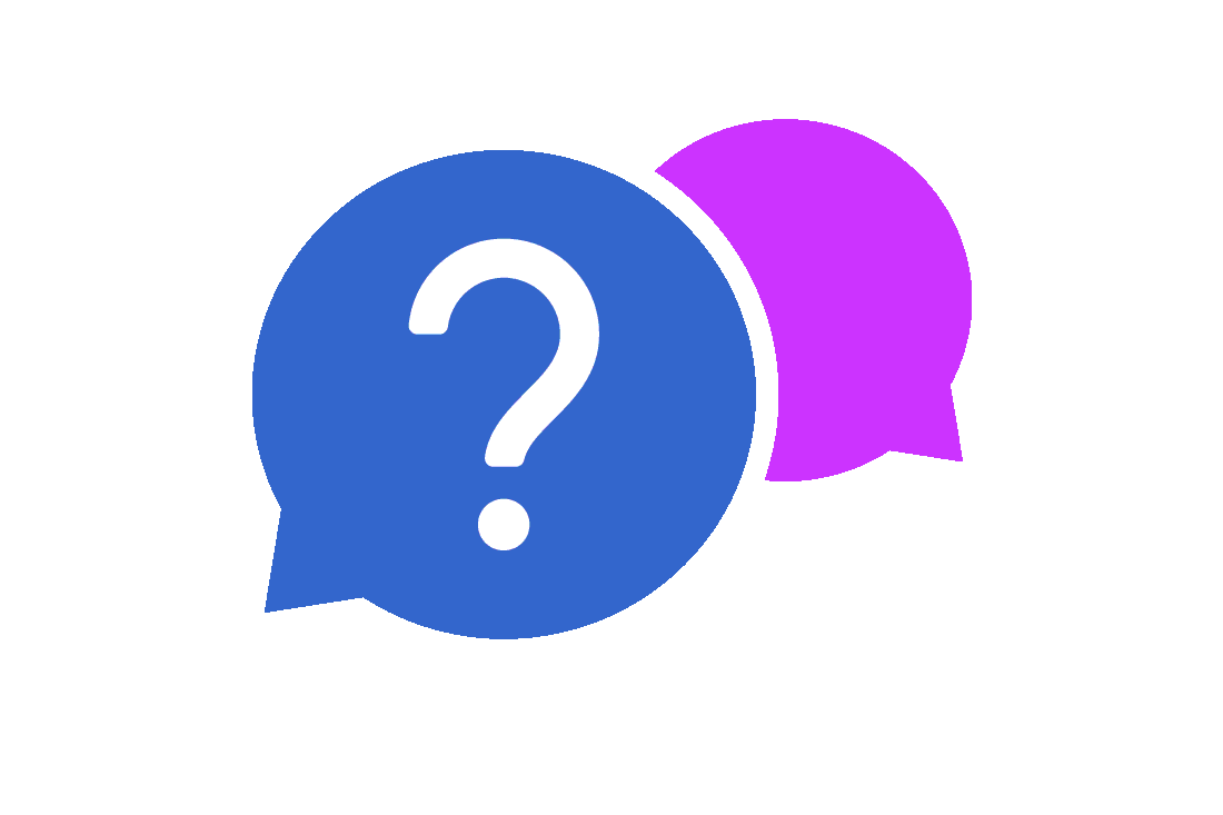 Fragezeichen-Symbol mit Sprechblasen für die FAQ-Seite von INFINITE GAMES