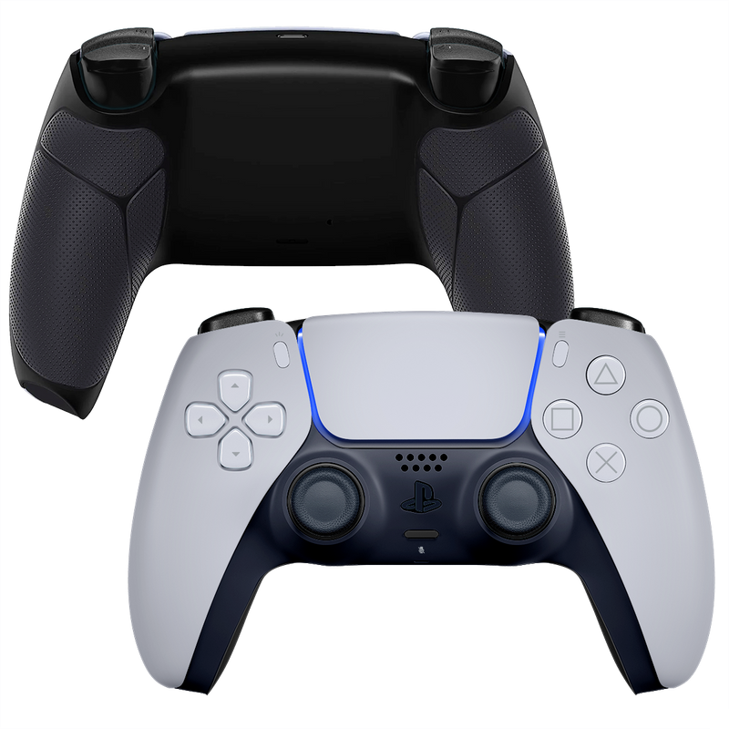 INFINITE NOOB Custom PS5 Controller mit weißem Design und schwarzem Grip-Backcover für PlayStation 5