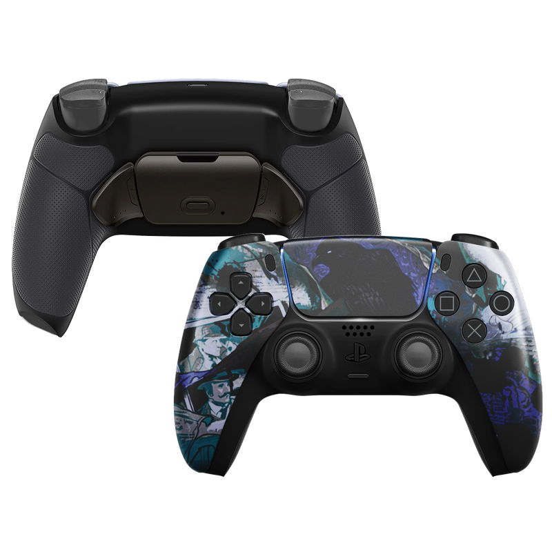 INFINITE PRO Custom PS5 Controller mit dunkelblau-schwarzem Design, Paddles und schwarzem Grip-Backcover